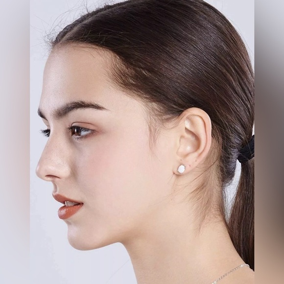 Natural 2.00 Carat Opal Oval Shape Stud Earrings 14K Yellow Gold Value $595 - Picture 3 of 4